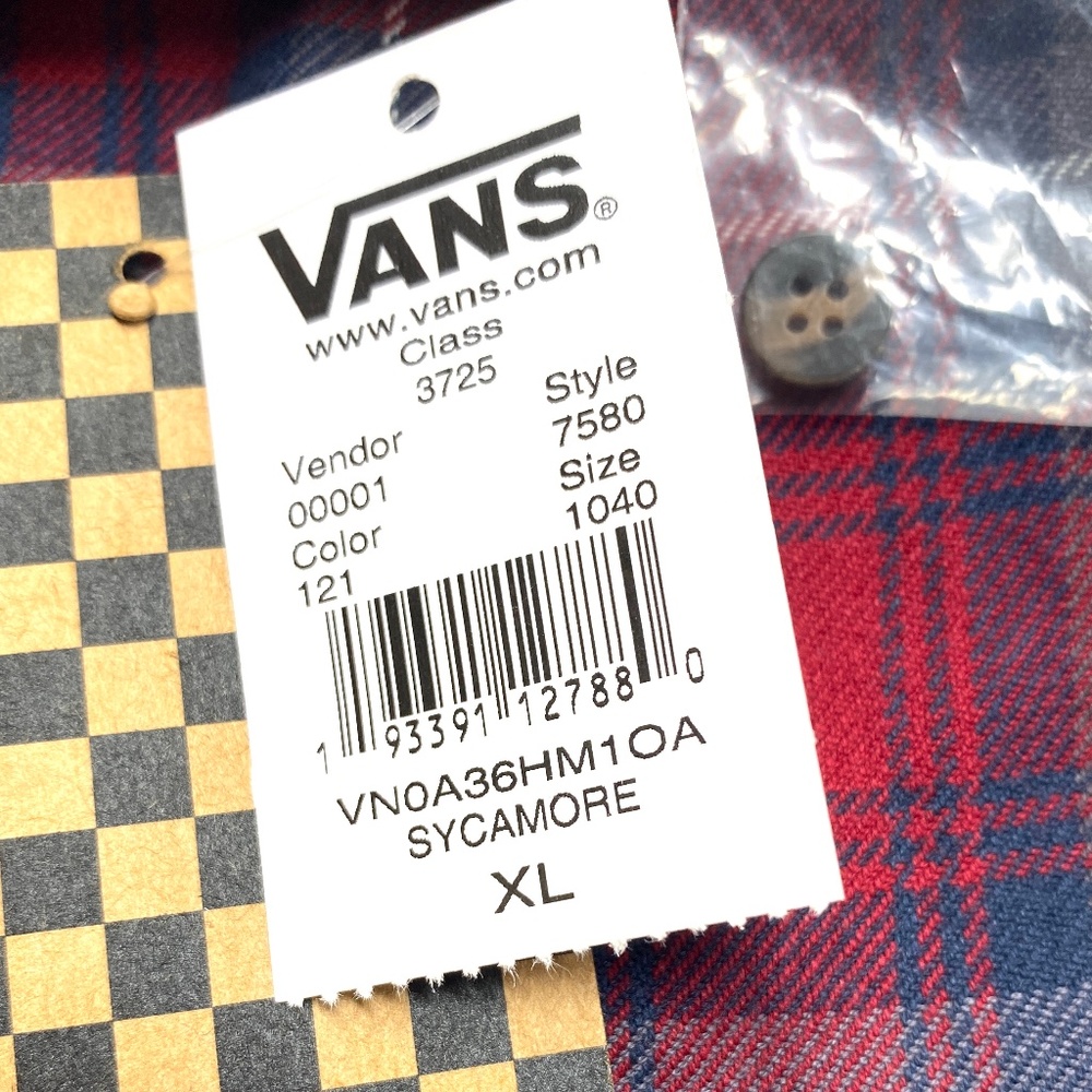 VANS Sycamore Classic Fit Plaid Button-Up Flannel Shirt Red Men’s VN0A36HM1OA - Picture 4 of 4